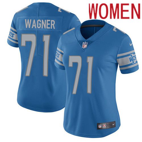 Women Detroit Lions 71 Ricky Wagner Nike Blue Vapor Limited NFL Jersey